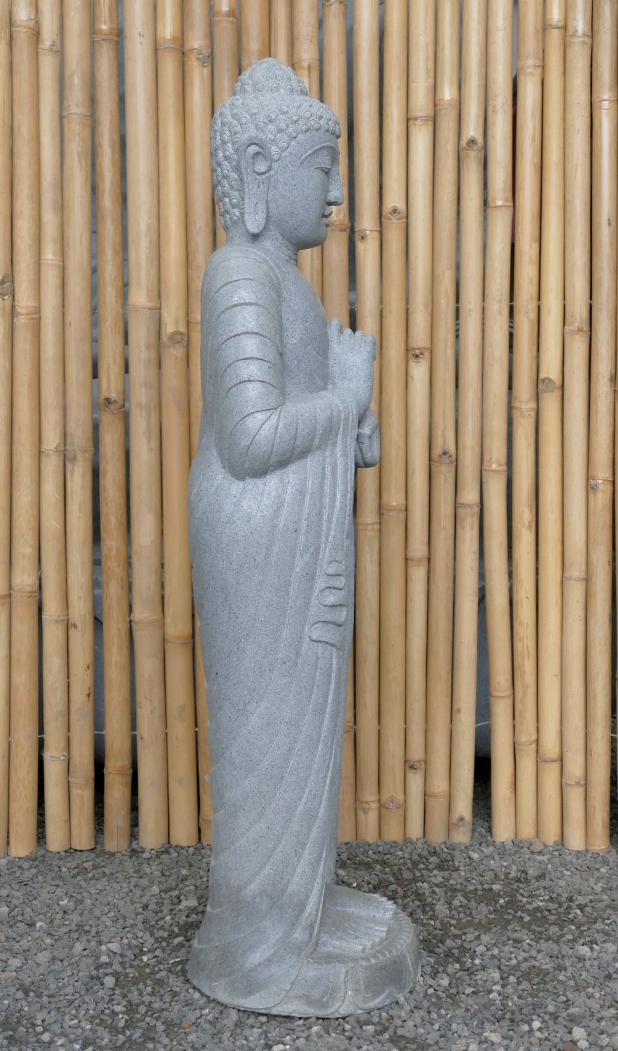  Product image 4 of the product “Standing Buddha made of Riverstone in Dharmachakra position - gesture of wheel of the teaching of Dharma. About 122cm height ”
